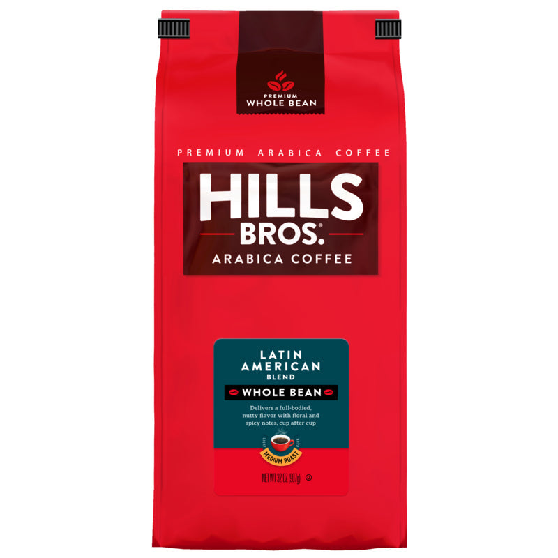 Experience the rich taste of Hills Bros. Coffee Latin American Blend whole bean coffee. Perfect for coffee lovers who appreciate premium Arabica coffee beans.