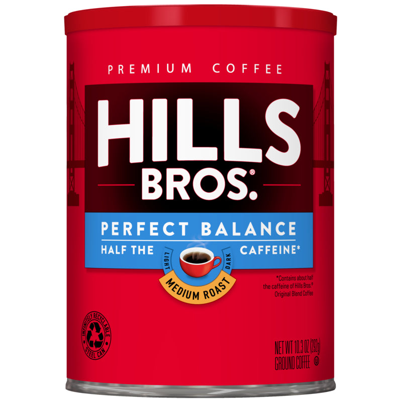 For coffee lovers seeking premium coffee beans, try Hills Bros. Coffee's Perfect Balance - Medium Roast - Ground - Can. With 50% less caffeine, it offers a balanced and smooth flavor profile.