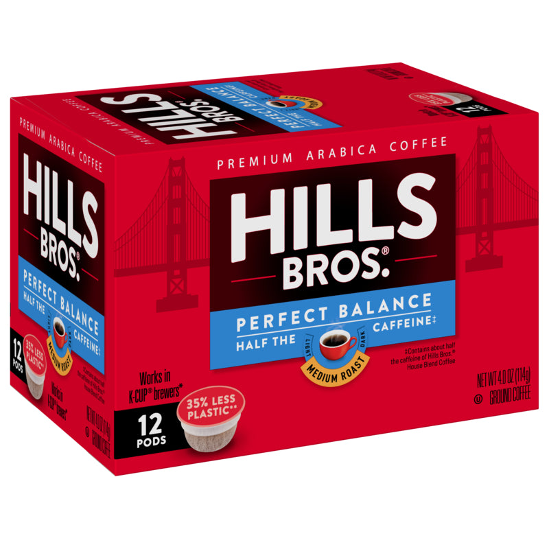 Indulge in Hills Bros. Coffee Perfect Balance - Medium Roast - Single-Serve Coffee Pods, sure to delight coffee lovers with its full-bodied flavor.