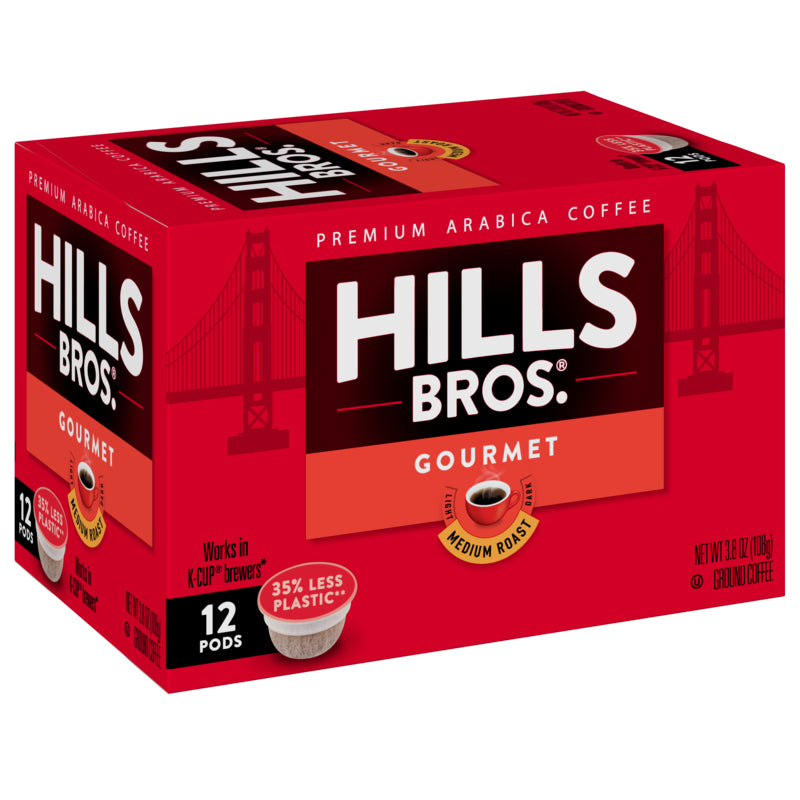 Hills Bros. Coffee Gourmet Blend - Medium Roast - Single-Serve Coffee Pods made with Arabica coffee beans.