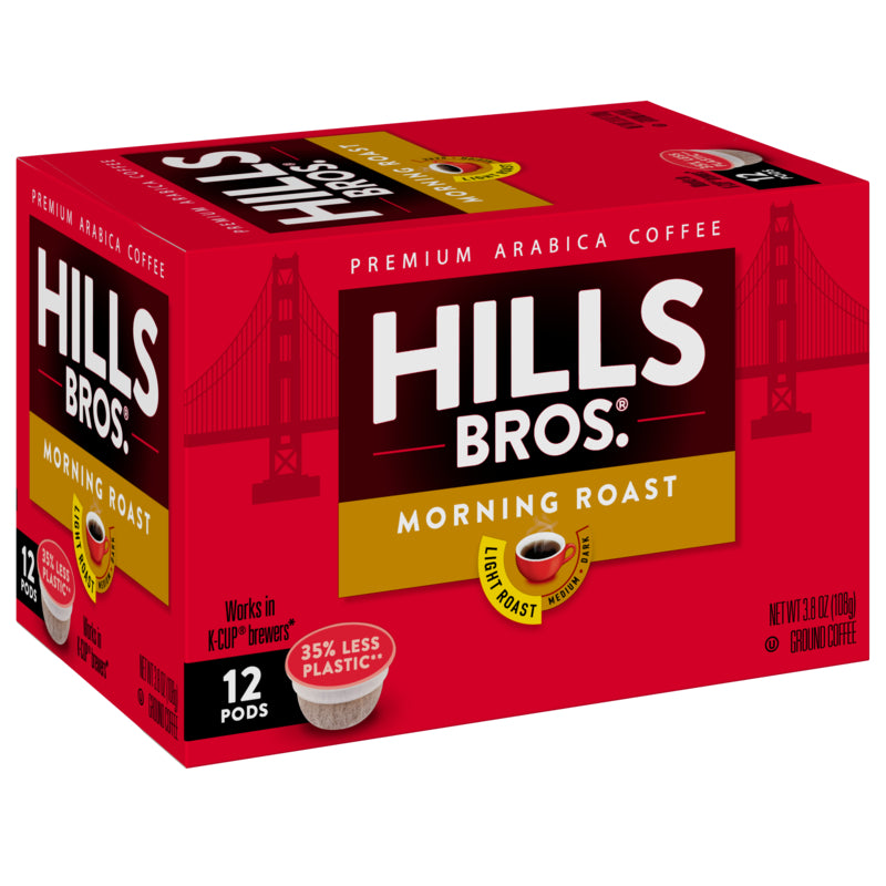 Start your day off right with Hills Bros. Coffee Morning Roast k-cups, made from the finest Arabica coffee beans.