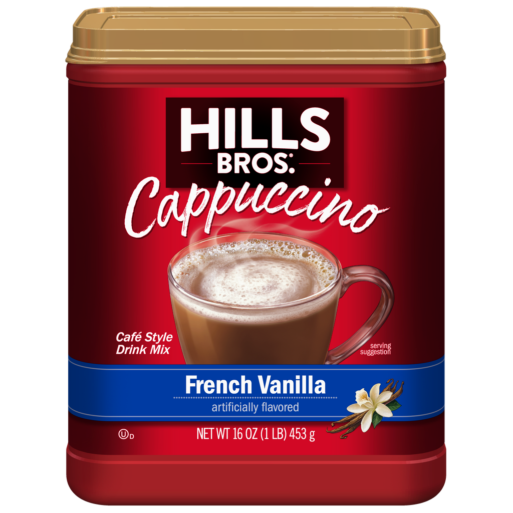 Experience the delicious taste of French Vanilla with Hills Bros.' Cappuccino instant cappuccino mix.