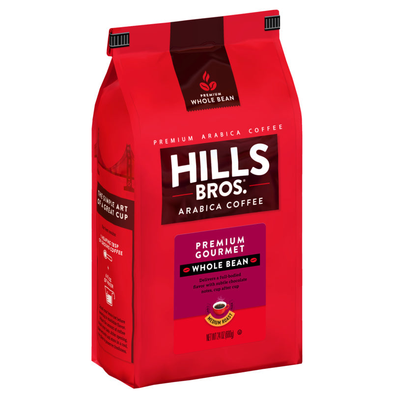 Description updated: Hills Bros. Coffee Premium Gourmet - Medium Roast - Whole Bean - Premium Arabica.