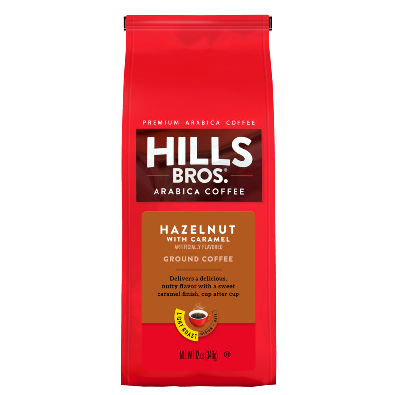 Crafted by Hills Bros. Coffee, this Hazelnut with Caramel - Light Roast - Ground - Premium Arabica is a delightful blend that will surely satisfy your caffeine cravings.