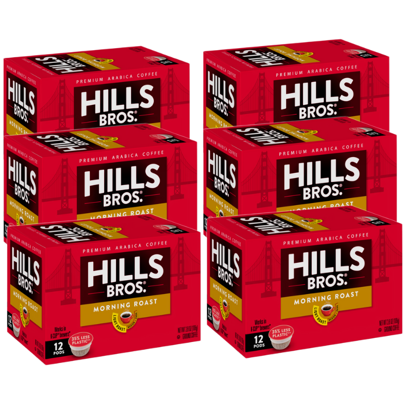 12 pack of Morning Roast - Light Roast - Single-Serve Coffee Pods made with Arabica beans from Hills Bros. Coffee.