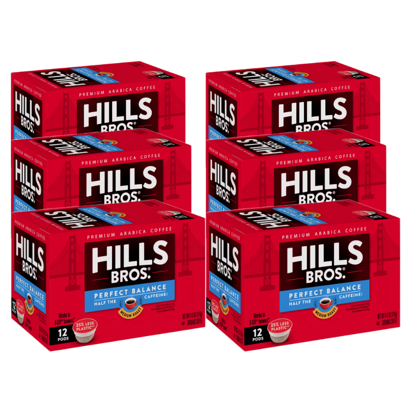 Indulge in Hills Bros. Perfect Balance - Medium Roast - Single-Serve Coffee Pods, crafted with premium arabica coffee beans for a full-bodied flavor that will delight all coffee lovers.