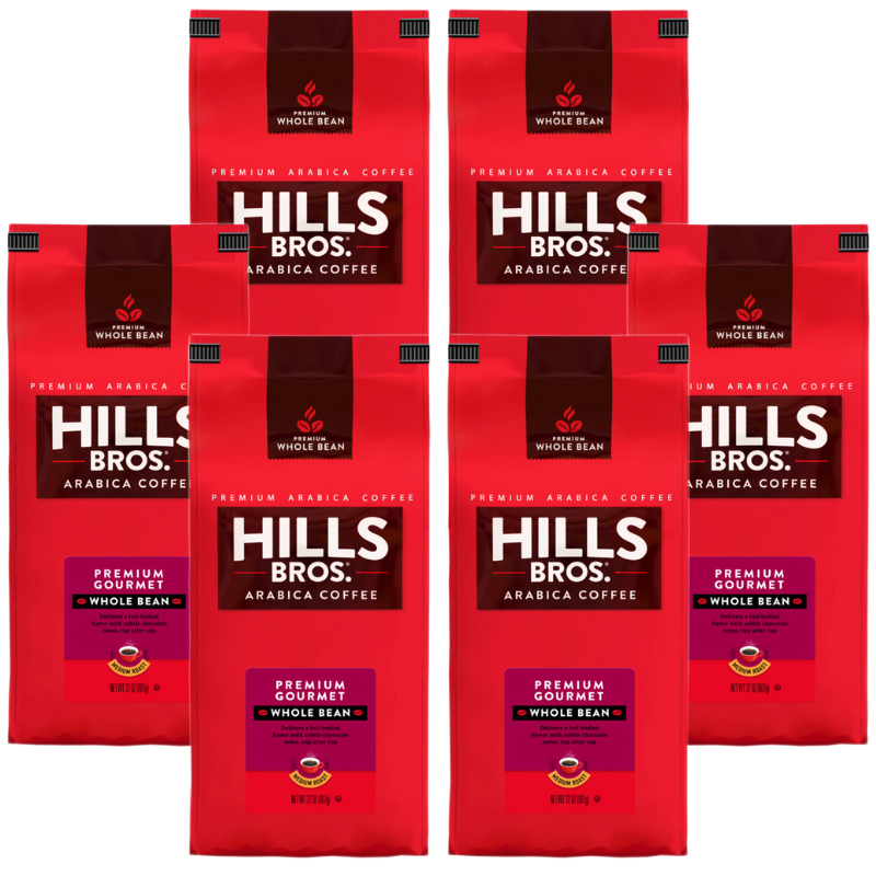 Hills Bros. Coffee Premium Gourmet - Medium Roast - Whole Bean - Premium Arabica, 6 oz bag.
