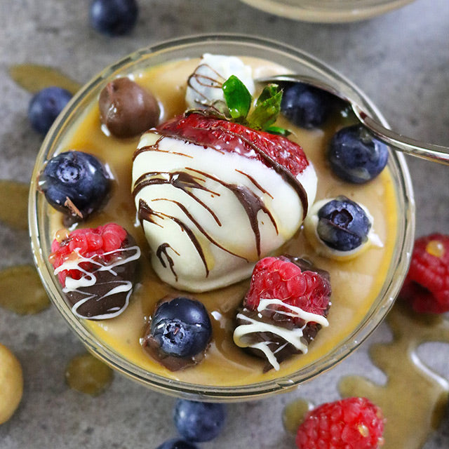 White Chocolate Caramel Cashew Pudding Cups