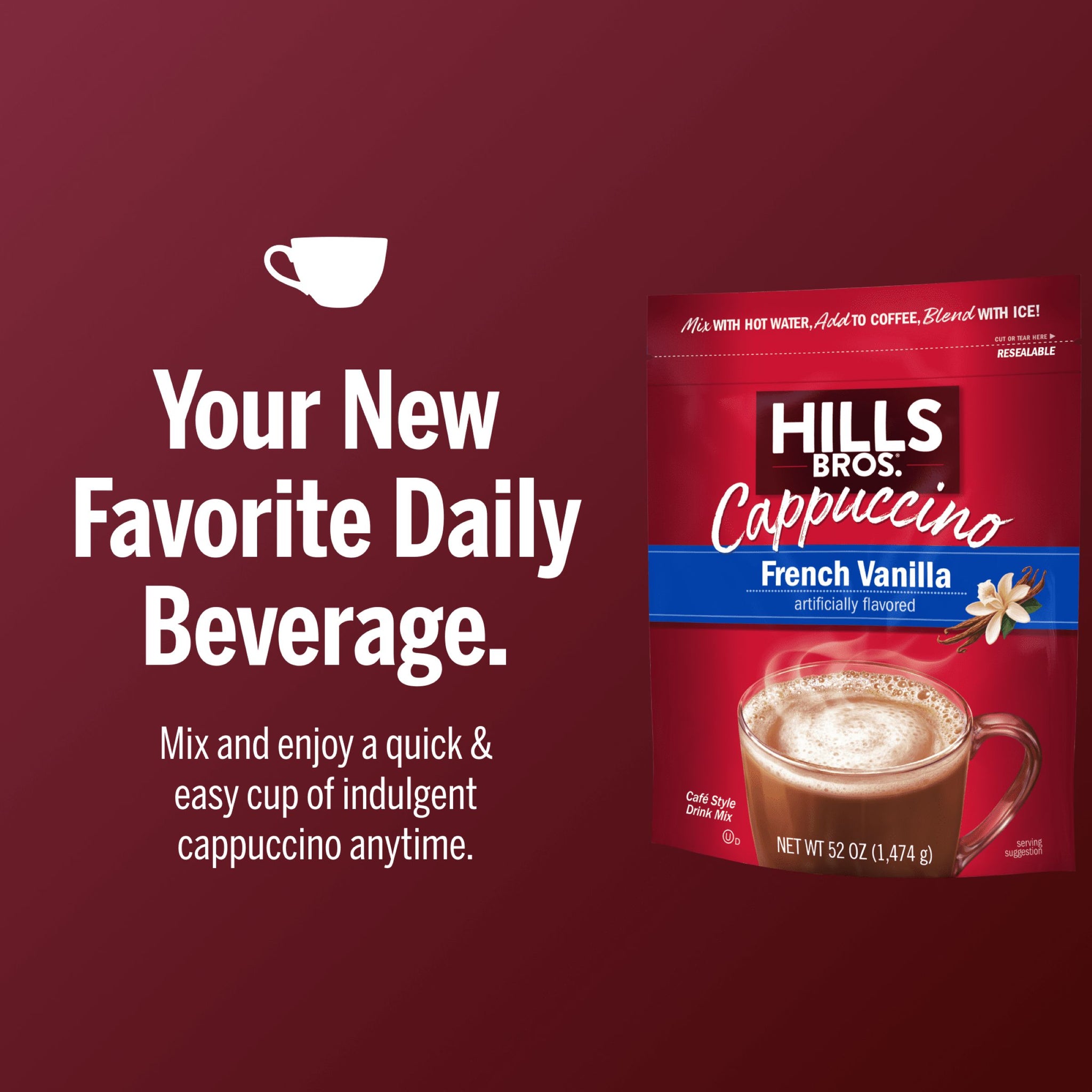 French Vanilla - Instant Cappuccino Mix - 52 oz Resealable Pouch