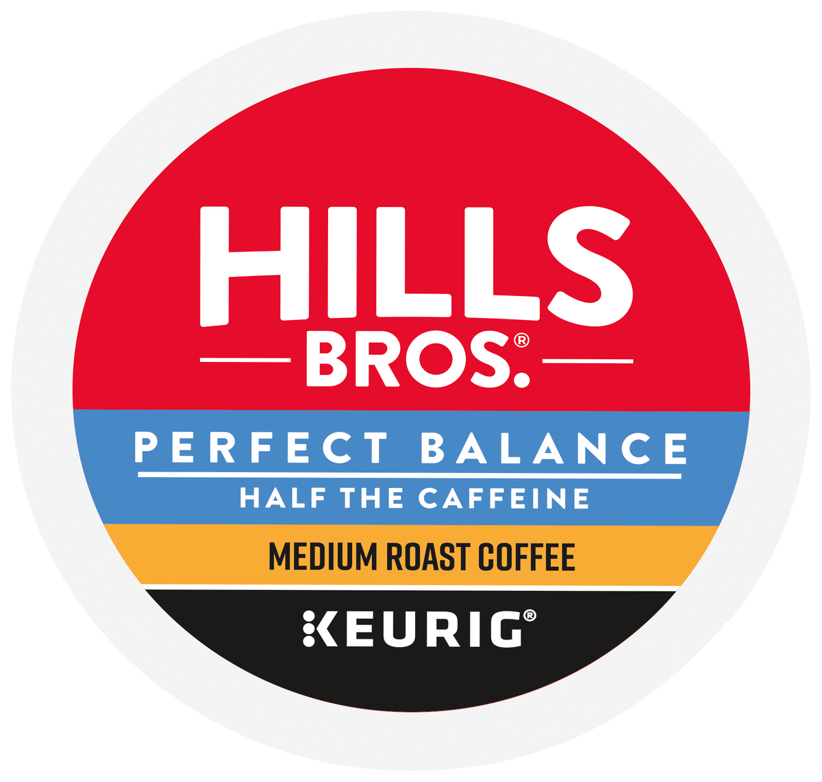 Enjoy the smooth, rich flavor of Hills Bros. Coffee with Perfect Balance - Medium Roast K-Cup® Pods. Crafted with half the caffeine, this medium roast coffee offers a balanced taste you love in a convenient pod—perfect for your Keurig and ideal for any time of day.