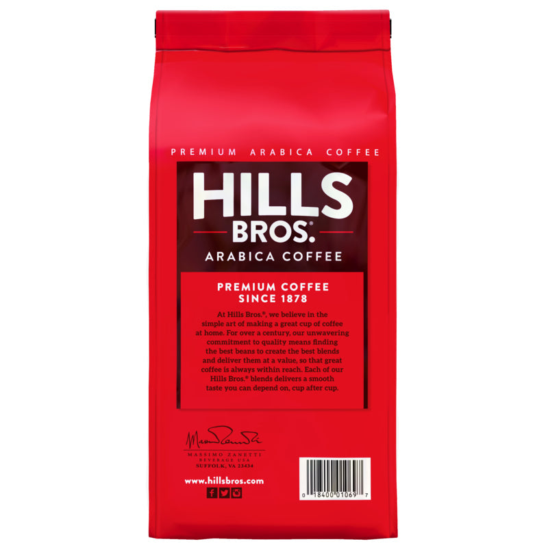 Premium Dark Satin Arabica whole bean coffee from Hills Bros. Coffee.