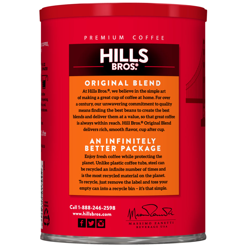Hills Bros. Coffee Original Blend - Medium Roast - Ground tin.