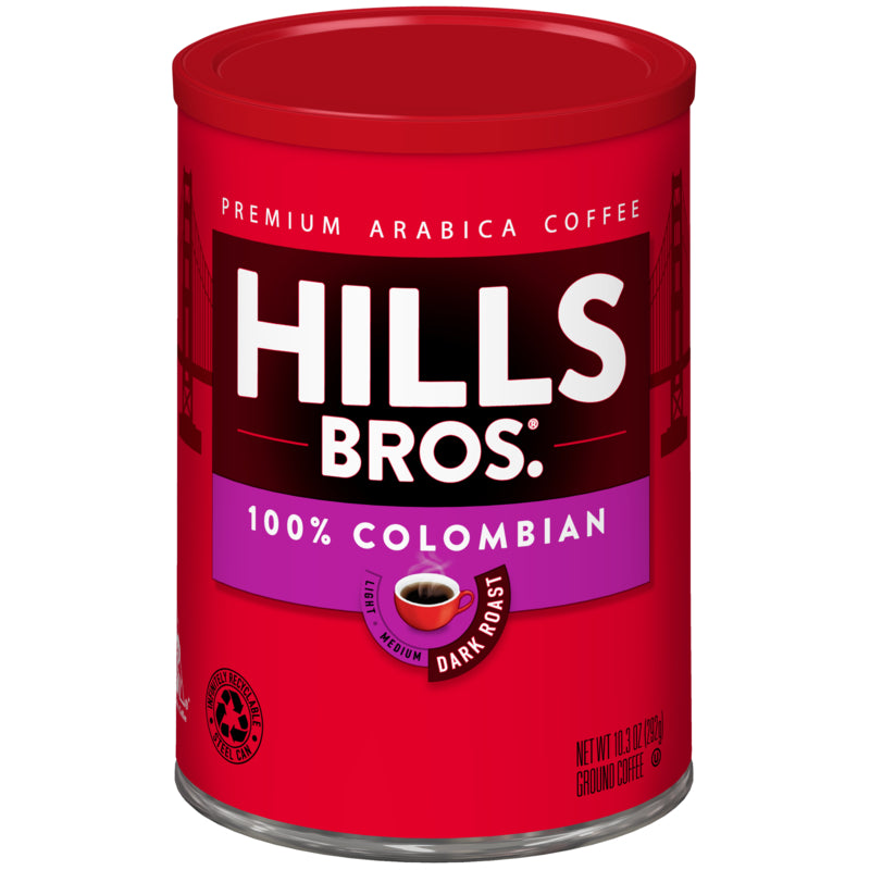 Experience the rich and bold taste of this 100% Colombian coffee from Hills Bros. Coffee. Made with a dark roast for a robust flavor profile.