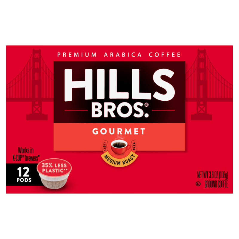 Premium Hills Bros. Gourmet Blend - Medium Roast - Single-Serve Coffee Pods for a gourmet coffee experience.