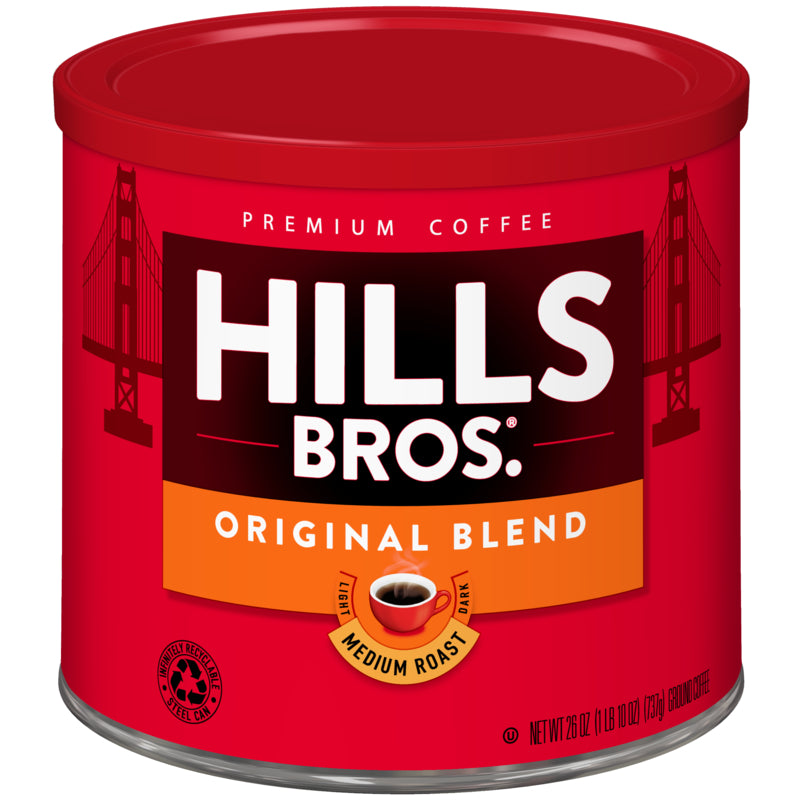 Hills Bros. Original Blend - Medium Roast - Ground coffee tin.