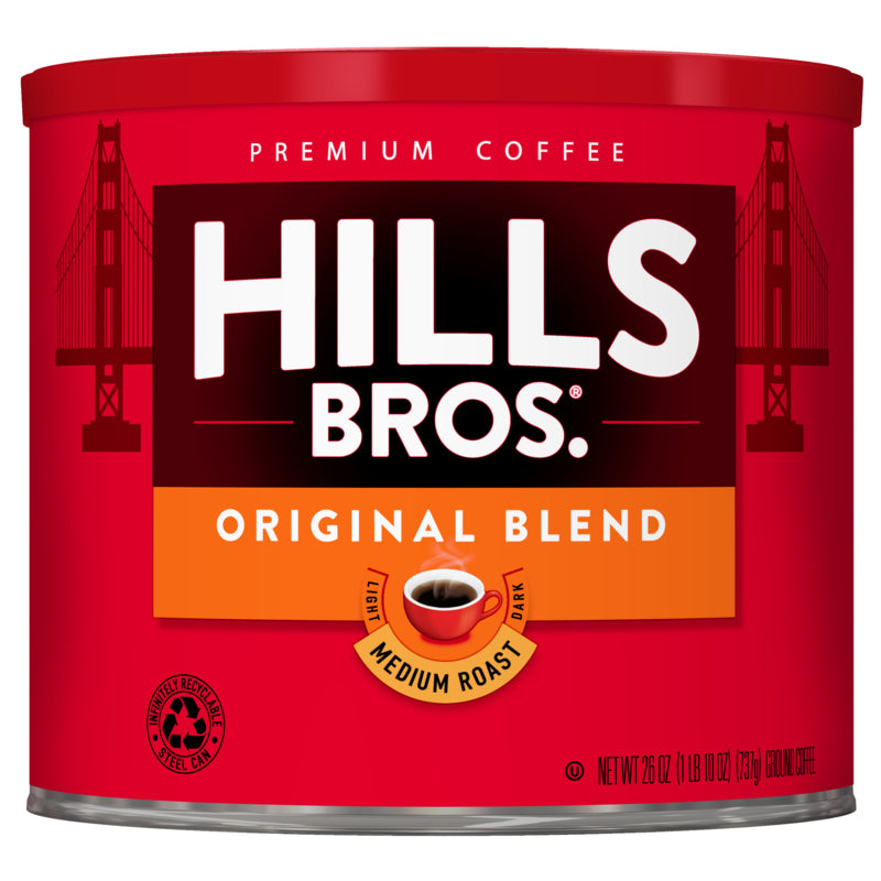 Enjoy a rich cup of Hills Bros. Coffee Original Blend - Medium Roast - Ground coffee.
