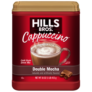 Indulge in the rich and creamy taste of Hills Bros. Cappuccino Double Mocha, a delicious instant cappuccino mix that will satisfy your coffee cravings.