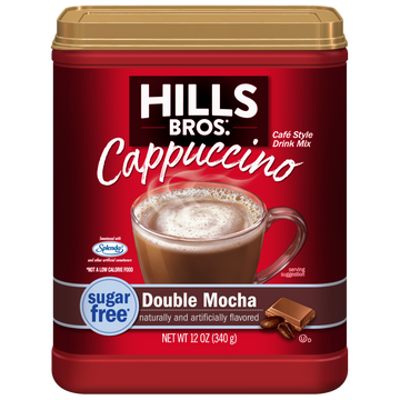 Hills Bros. Cappuccino Sugar-Free Double Mocha Instant Cappuccino Mix.