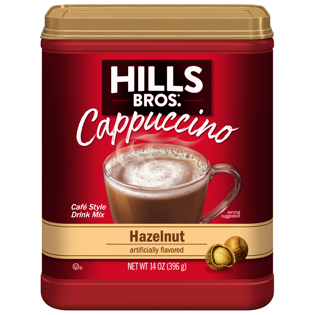 Hills Bros. Hazelnut flavor Instant Cappuccino Mix.