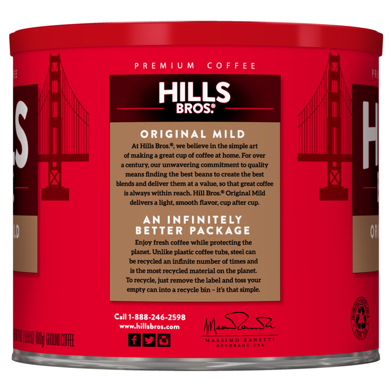 Original Hills Bros. Coffee in a tin.