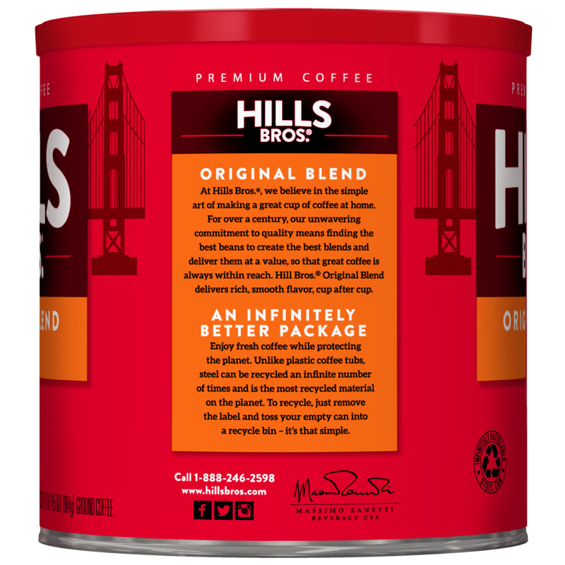Hills Bros. Coffee Original Blend - Medium Roast - Ground - 12 oz tin.