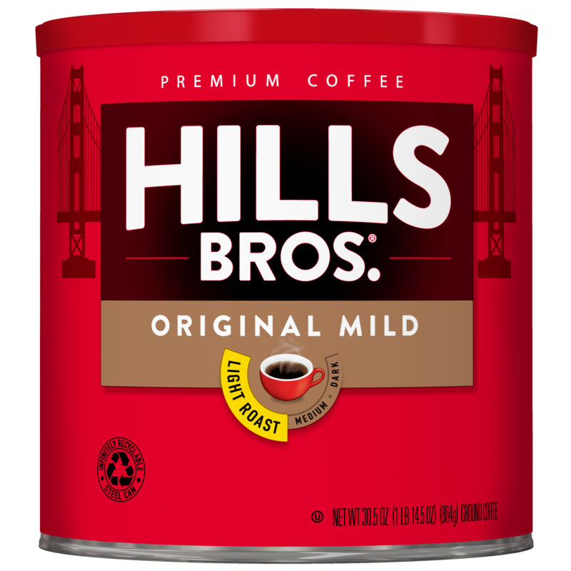 Hills Bros. Coffee Original Mild - Light Roast - Ground in a tin.