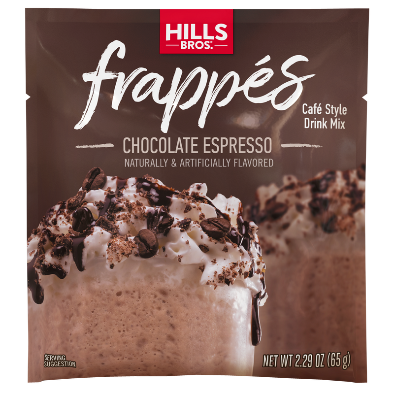 A bag of Hills Bros. Frappes Chocolate Espresso.