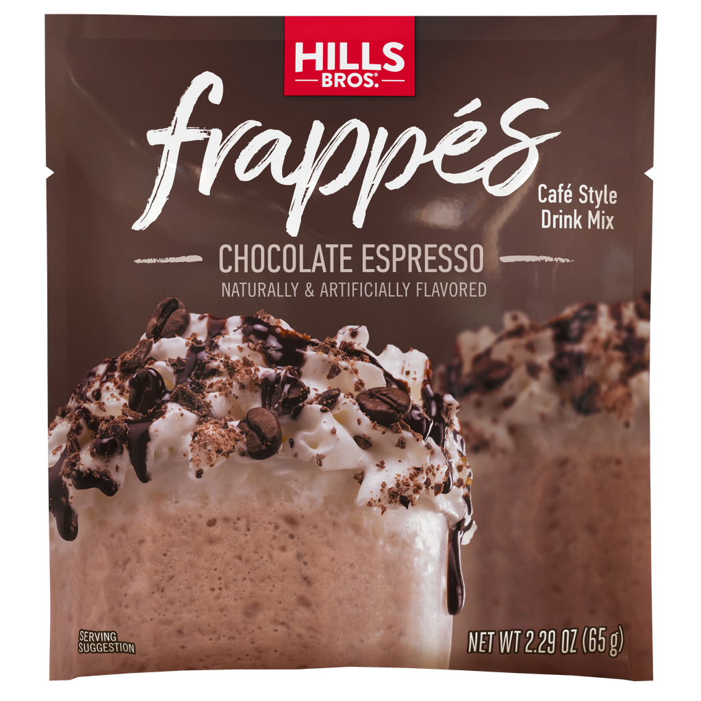 A bag of Hills Bros. Frappes Chocolate Espresso.