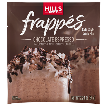 A bag of Hills Bros. Frappes Chocolate Espresso.