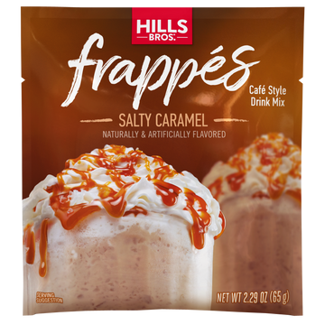 A bag of Frappés Salty Caramel ice cream from Hills Bros. Frappes.