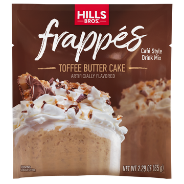 A package of Hills Bros. Frappes Toffee Butter Cake.