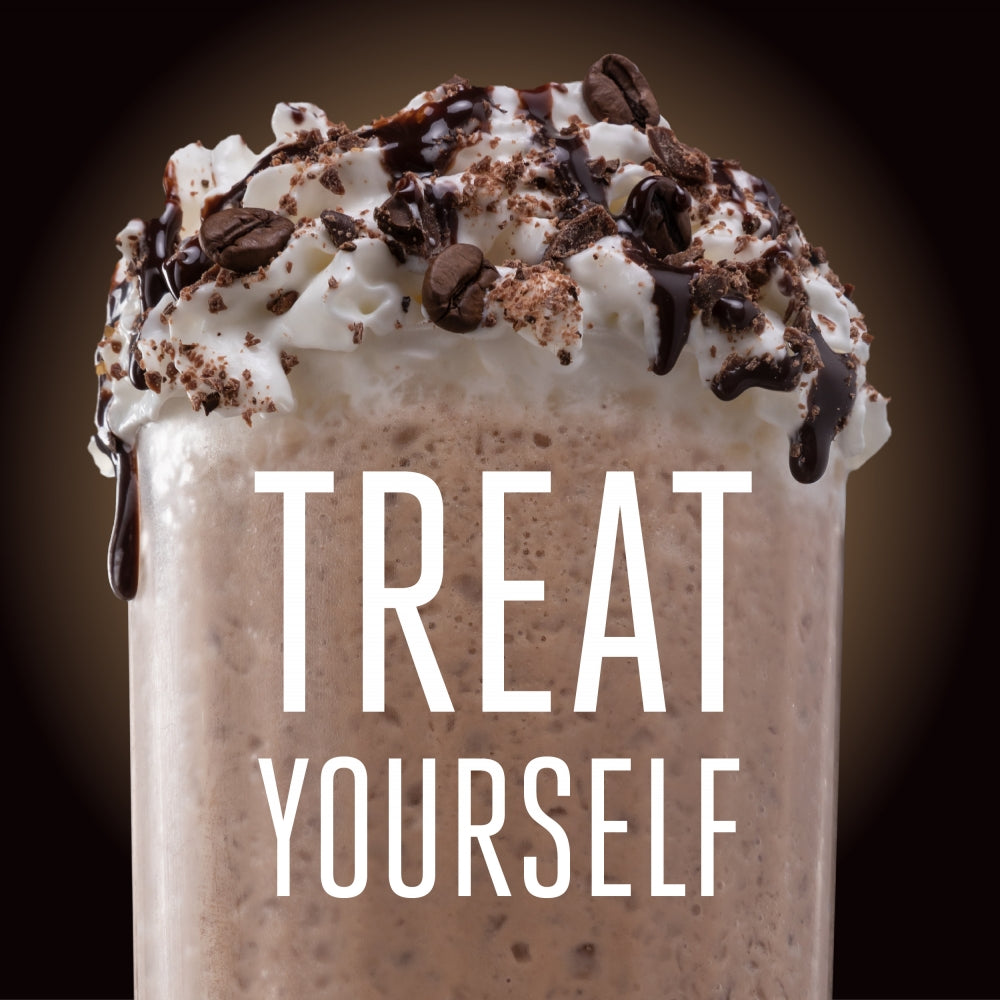 Indulge in a Frappé Chocolate Espresso by Hills Bros. that simply says "treat yourself.
