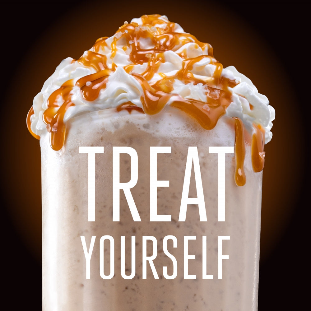 A Frappés Salty Caramel topped with whipped cream from Hills Bros. Frappes.