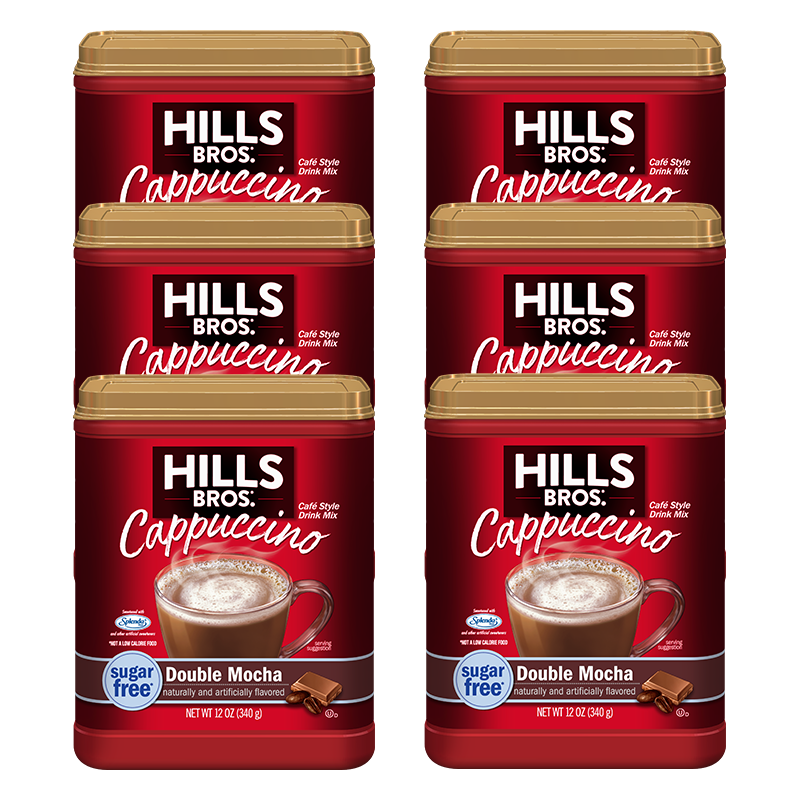 Hills Bros. Cappuccino Sugar-Free Double Mocha Instant Cappuccino Mix, 6 oz - pack of 4. Enjoy the rich taste of Double Mocha with this delicious blend.