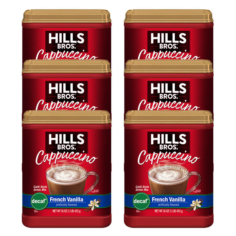 Decaf French Vanilla Hills Bros. Cappuccino, 6 oz - pack of 4.