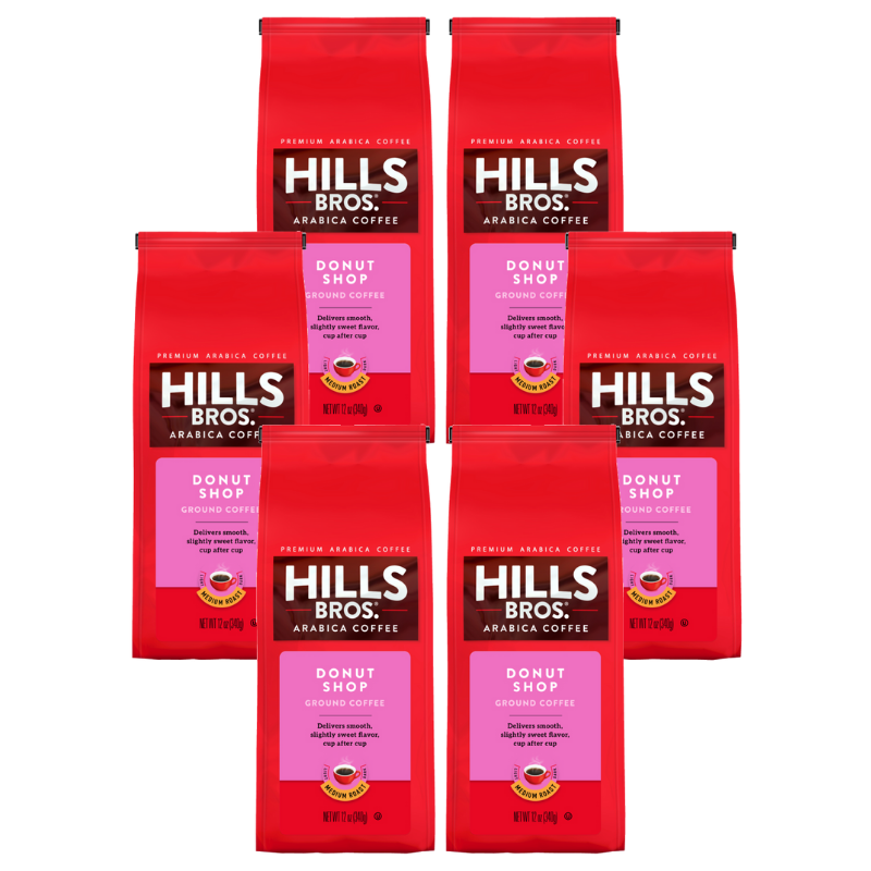 Hills Bros. Coffee's Donut Shop medium roast coffee - pack of 6 bags.